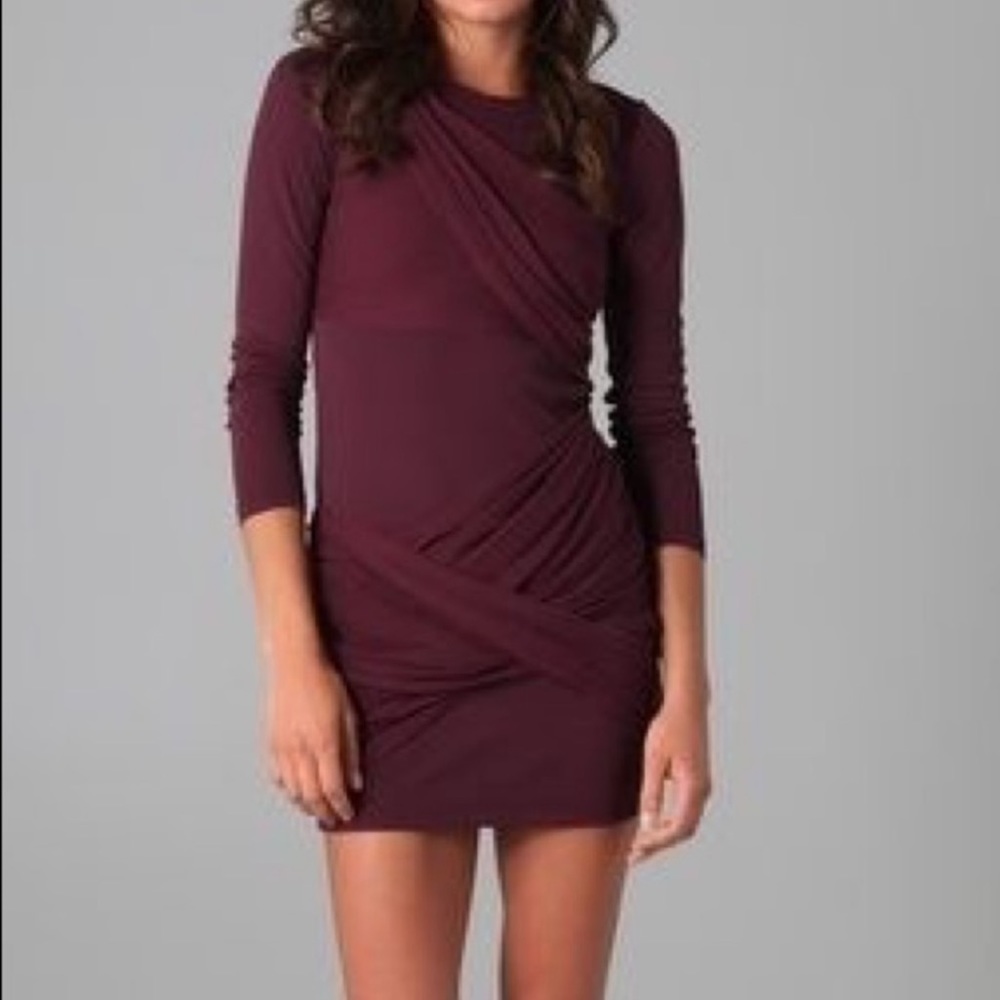 Alice + Olivia Deep Red Draped Mini Dress